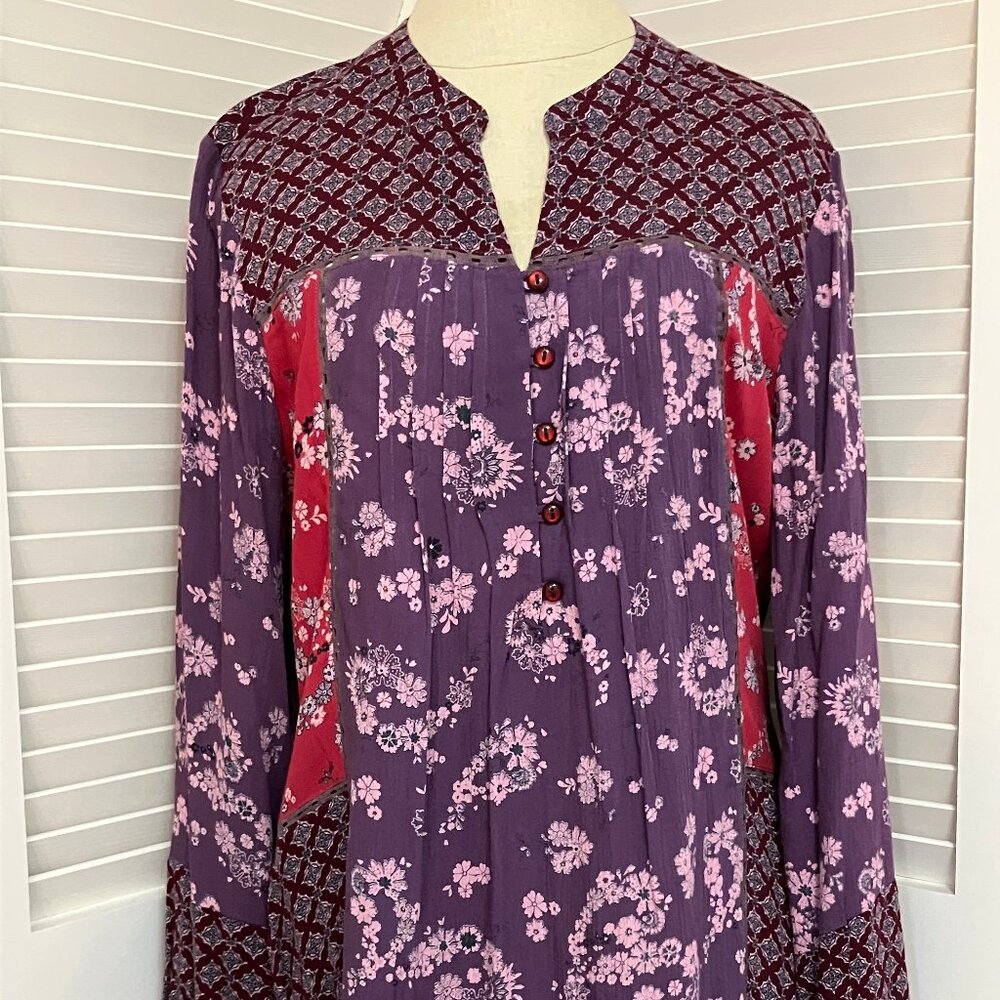 Mauve and Red Georgette Tunic